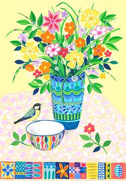  Boeket en vogel van Isabelle Brent