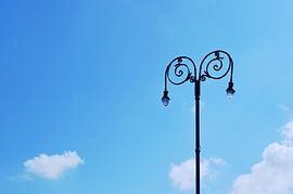 Antique Street Lamp Against Blue Sky in Havana, Cuba - Minimalist Style Photography by Carolina Reina Photography