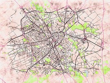 Kaart van Troyes in de stijl 'Soothing Spring' van Maporia