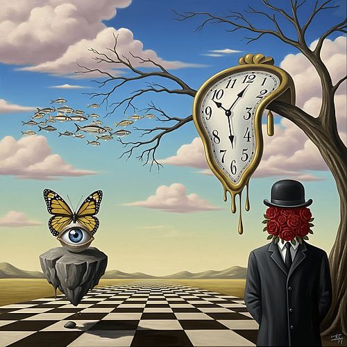 Surrealistische droomlandschap kunst - Fantasierijke drijvende wereld digitaal kunstwerk