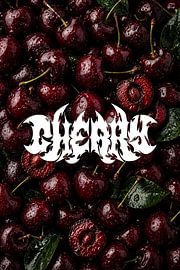 Heavy Metal Typography Poster, Cherry Fruit Wall Art, Wet Glossy Decor by aleesphoria
