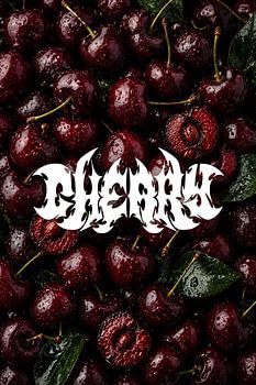 Heavy Metal Typography Poster, Cherry Fruit Wall Art, Wet Glossy Decor