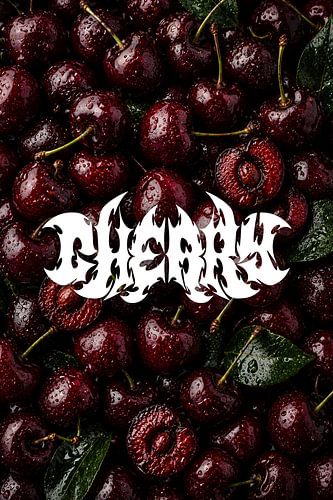 Heavy Metal Typography Poster, Cherry Fruit Wall Art, Wet Glossy Decor
