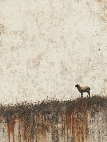 Mouton | Portrait abstrait de mouton dans les tons de terre