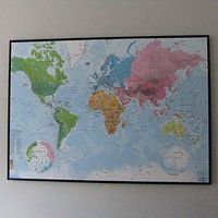 Klantfoto: Wereldkaart, Continenten en oceanen van MAPOM Geoatlas, op canvas