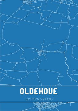 Blauwdruk | Landkaart | Oldehove (Groningen) van MijnStadsPoster