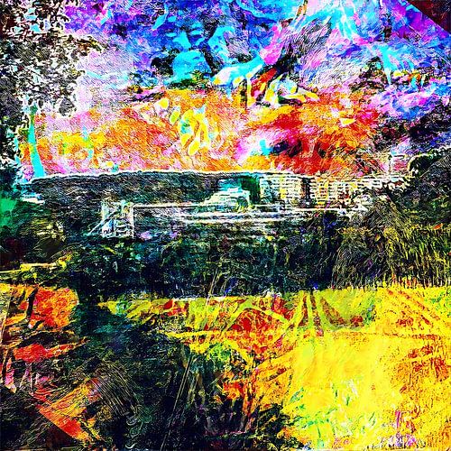 Neon, glitch art, landscape, Remseck,