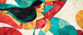 Les jeux de couleurs d'une muse rêveuse Danse des couleurs - féminin sur Poster Art Shop