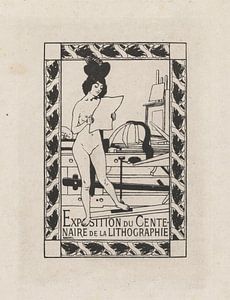 Weiblicher Akt neben einer Lithographie, Auguste Roedel, 1895