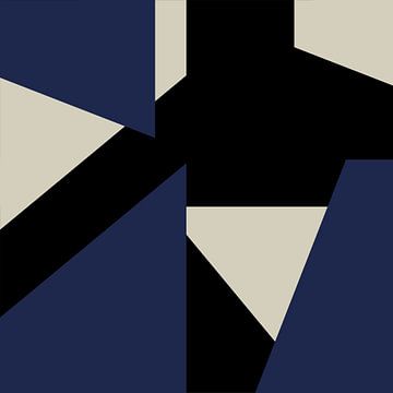 Bleu Noir Blanc Formes abstraites no. 1 sur Dina Dankers