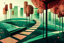 Landscape with modern architecture by Art & Soul Creations