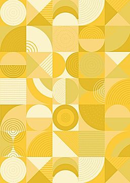 Geometrische compositie in geel van FRESH Fine Art