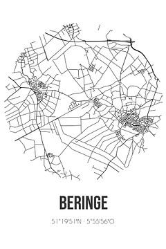 Beringe (Limburg) | Landkaart | Zwart-wit van Rezona