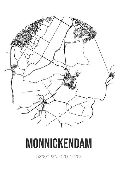 Monnickendam (Noord-Holland) | Map | Black and White by Prints of Place