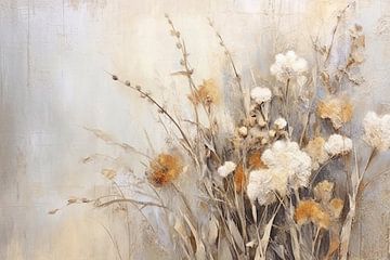 Dry flowers | Dry flowers in perfection | Pastel flower painting by Blikvanger Schilderijen