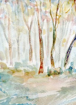 Bomen in pastel 1l - Bomen in pastel 1 van Claudia Gründler