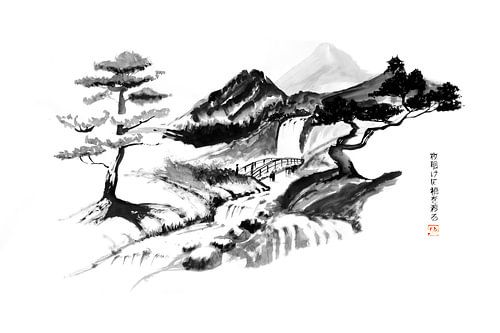 in der Morgendämmerung über die Brücke gehen von Péchane Sumie