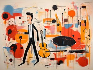 Mann in der Mitte einer Tanzfläche, gemalt von Basquiat