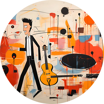 Man midden op een dansvloer geschilderd door Basquiat van PixelPrestige
