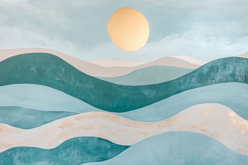 Sanfte Wellen unter goldenem Sonnenlicht von Poster Art Shop