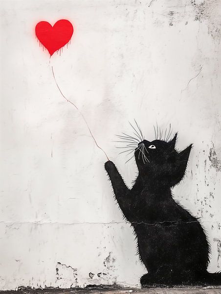 Banksy style street art cat with heart by Frank Daske | Foto & Design ...