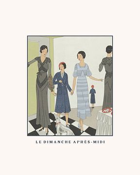 Le dimache après-midi | Historischer Mode-Druck Art Deco | Kleiner Hund, Kaffeezeit | Klassischer Re von NOONY