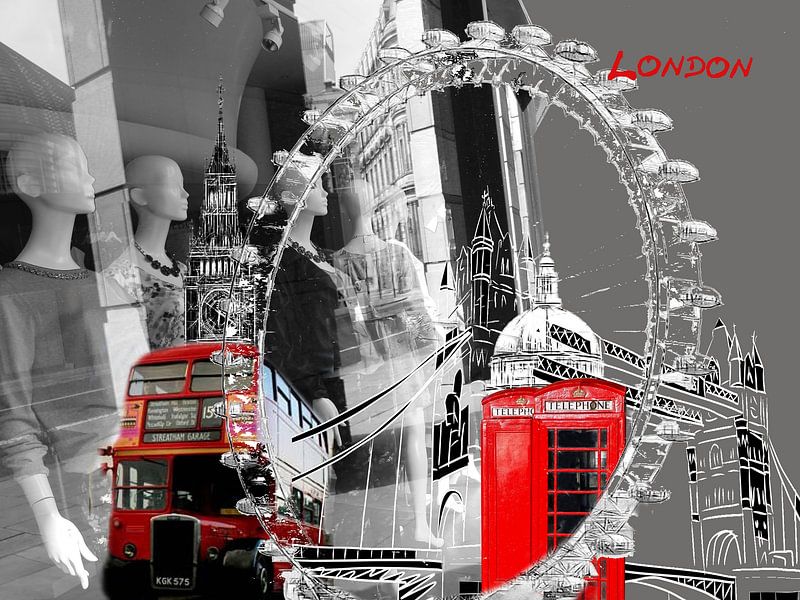 Collage urbain de Londres par Marlies Odehnal