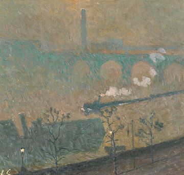 Nebel, beleuchtete Laternen, Emile Claus