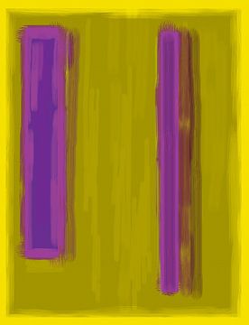 Abstract schilderij met geel en paars van Rietje Bulthuis