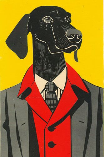 Modern Hond in Pak Kunstwerk