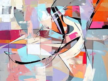 Abstract | Colorful Melody Lines van Abstract Schilderij