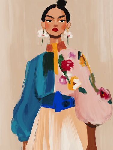 Modern portret in pastelkleuren