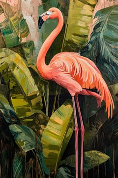 Flamingo in de jungle van Poster Art Shop