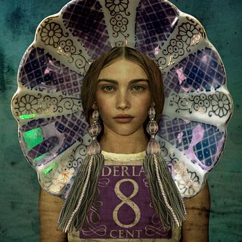 Pop-Art Beauty Delfts blauw Paars Postzegel