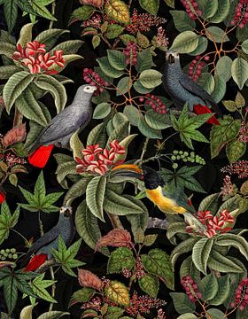 Papegaai in tropisch paradijs van Floral Abstractions