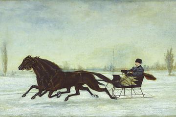 Paardenslee in een winterlandschap van FParrish Art Prints