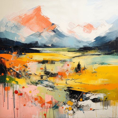 Moderne und abstrakte Landschaft in Pastellfarben