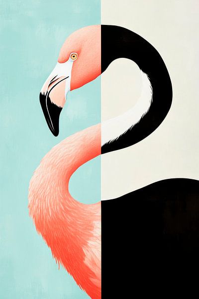 Flamingo im Farbkontrast von Poster Art Shop