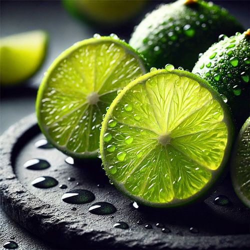 Sappig fruit - Gesneden limoenen