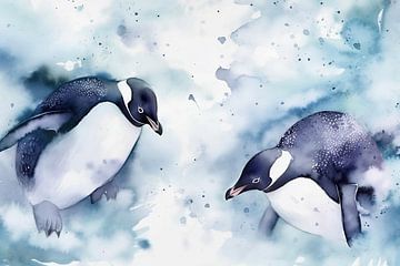 Aquarelle Pingouins sur ColorCat