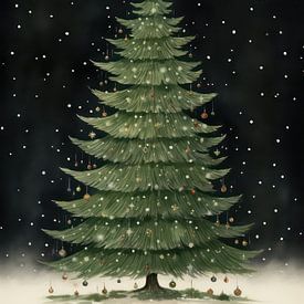 Chute de neige sur l'arbre de Noël sur Your unique art