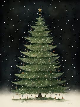 Christmas Tree Snowfall van Your unique art