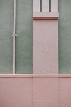 Abstract lijnenspel #2 | Pastel groen en roze foto print | Tenerife reisfotografie van HelloHappylife