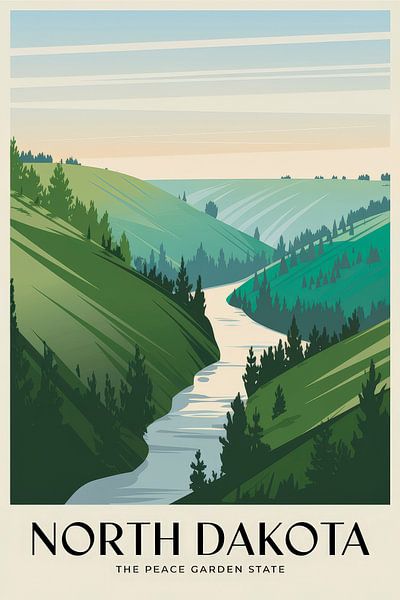 North Dakota Vintage Reisposter van Poster Art Shop