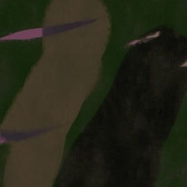 Modern abstract art. Shapes and lines in green and brown by Dina Dankers