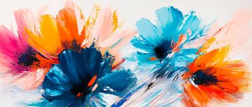 Kleurrijke bloemen aquarellen in beweging van Poster Art Shop