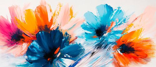 Kleurrijke bloemen aquarellen in beweging