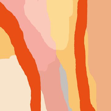 Pastels. Good vibes modern abstract schilderij in roze, geel, oranje van Dina Dankers