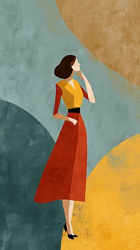 Elegant Motion – Moderne vintage illustratie van een menselijke figuur