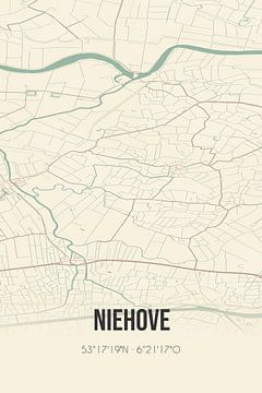Vintage landkaart van Niehove (Groningen) van MijnStadsPoster